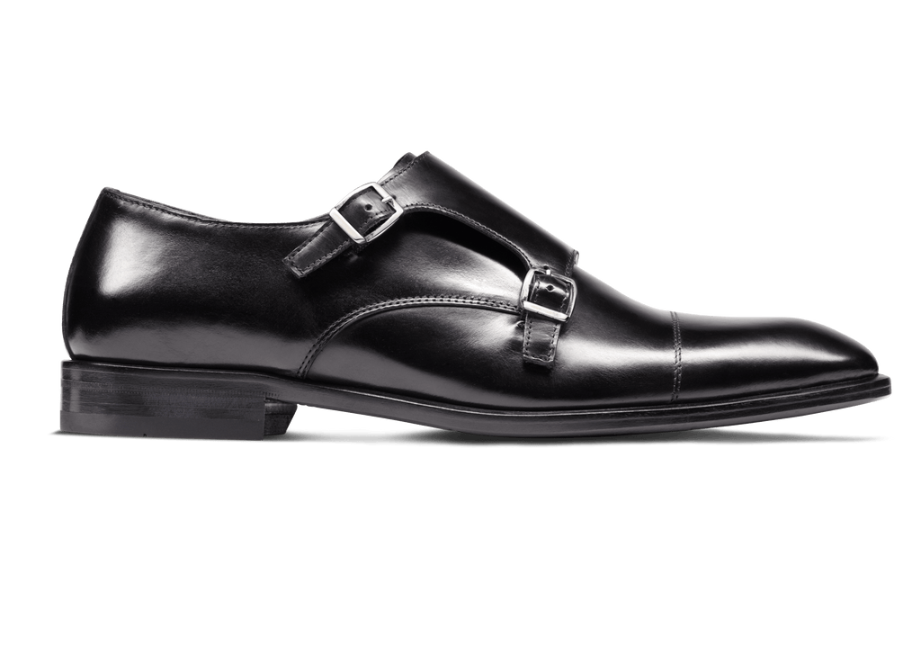 Mens double monk top strap dress shoes